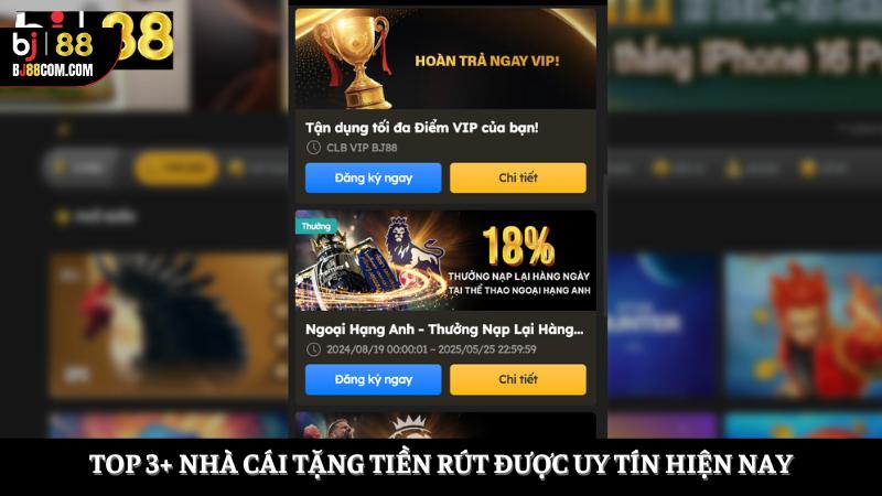 nhà cái tặng tiền rút được